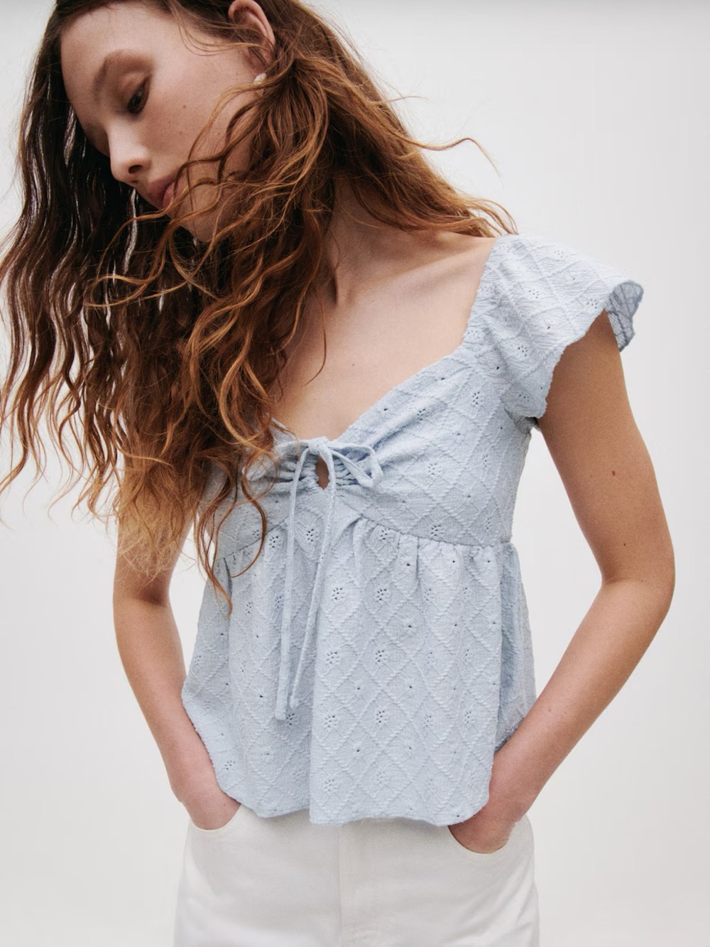 H&M Pointelle Jersey Blouse